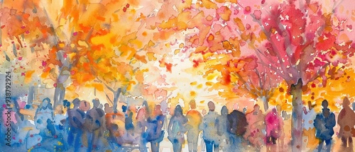 Vibrant watercolor festival celebrating Christian holidays