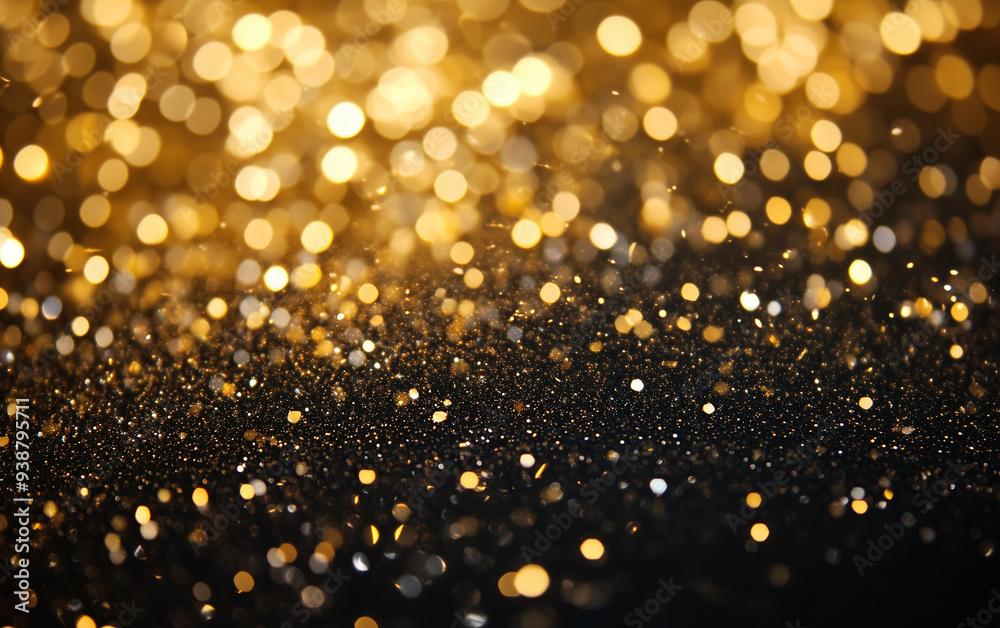 Black background with gold glitter gradient. Shimmering golden gradually fades into the deep black, creating a luxurious and sophisticated effect
Black background with gold glitter gradient. Shimmering golden gradually fades into the deep black, creating a luxurious and sophisticated effect