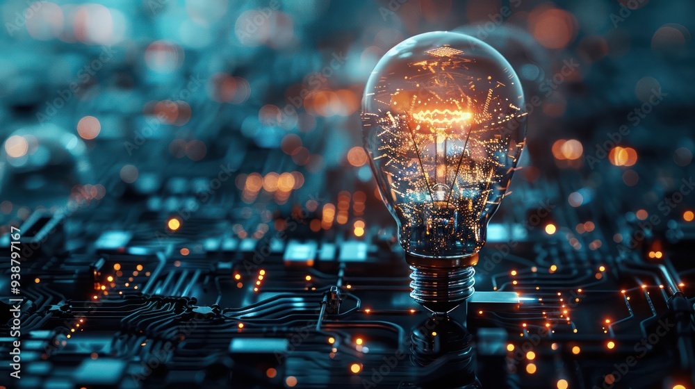 Light Bulb on a Circuit Board Light Bulb on a Circuit Board