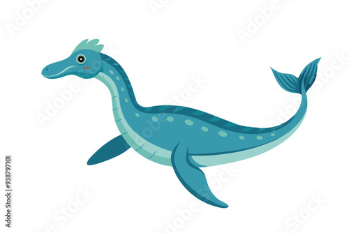 Elasmosaurus under water animal flat vector illustration.