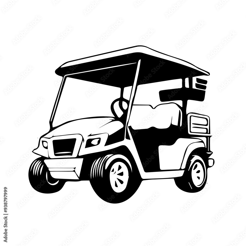 Sleek Monochrome Golf Cart Illustration Sleek Monochrome Golf Cart Illustration