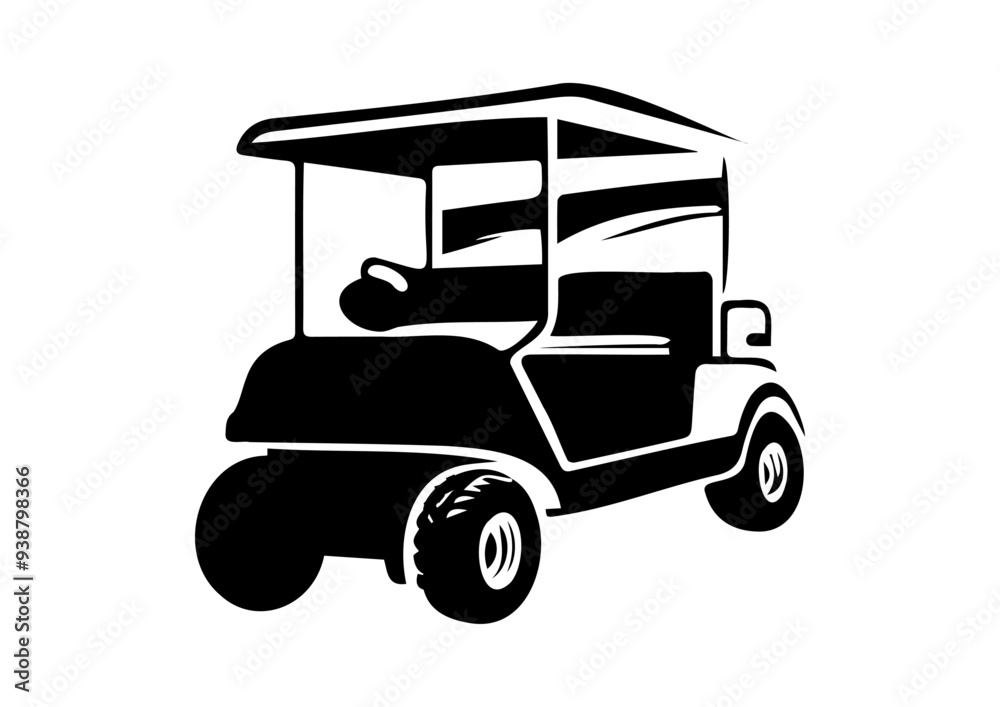 Fototapeta premium Sleek Silhouette of a Modern Golf Cart Isolated on White