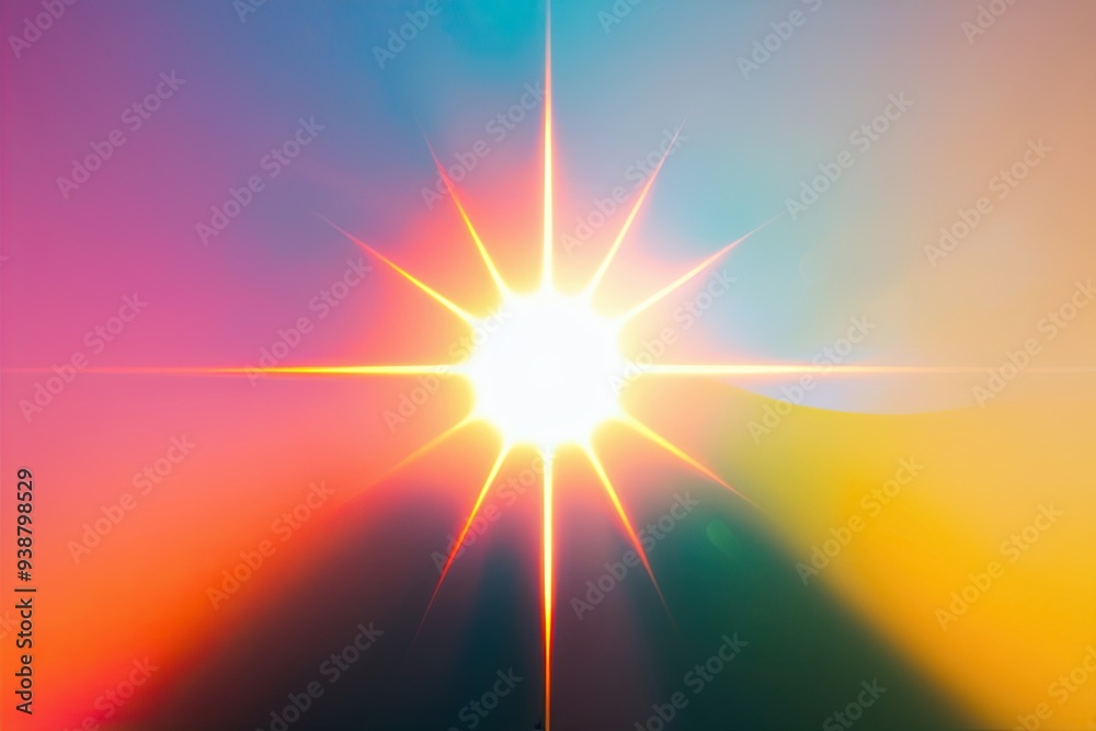 Obraz premium Cinematic Glow Overlay Effect with Vibrant Light Flare on Bright Color Palette