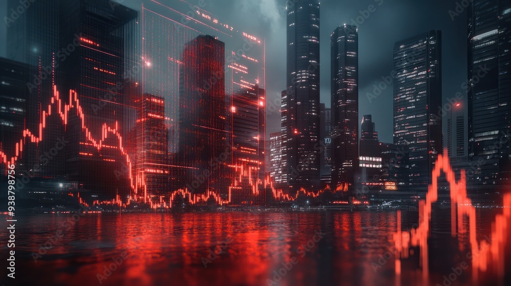 Naklejka premium global stock market crash on recession fears