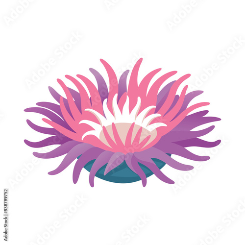 Giant Plumose Anemone under water animal flat vector illustration. photo