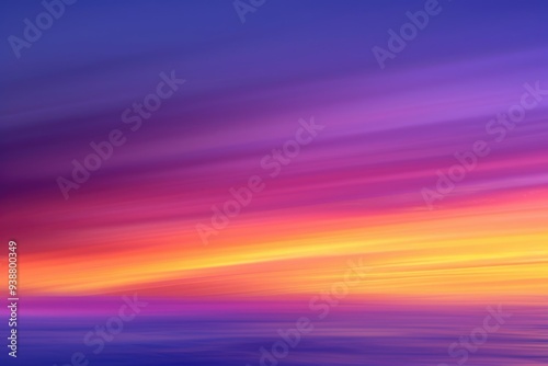 Vibrant sunset sky over calm ocean water. Abstract gradient landscape of blue, red , yellow and purple sky scape in sunset. Sunset scene with peaceful and tranquil atmosphere. Seascape. AIG51.