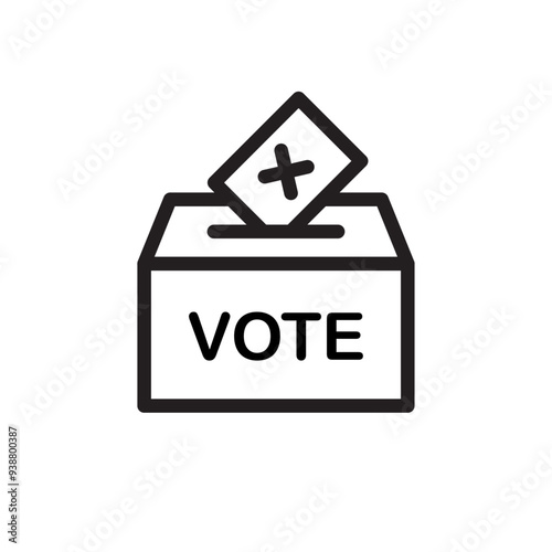 Democracy icon with ballot box and vote paper