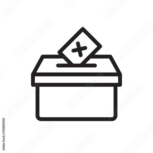 Democracy icon with ballot box and vote paper