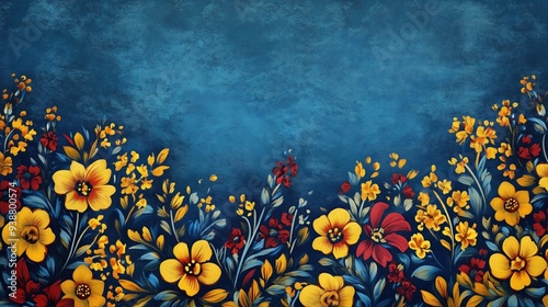 Ukraininan patriotic background with flowers in yellow and blue colors copyspace illustration or painting photo