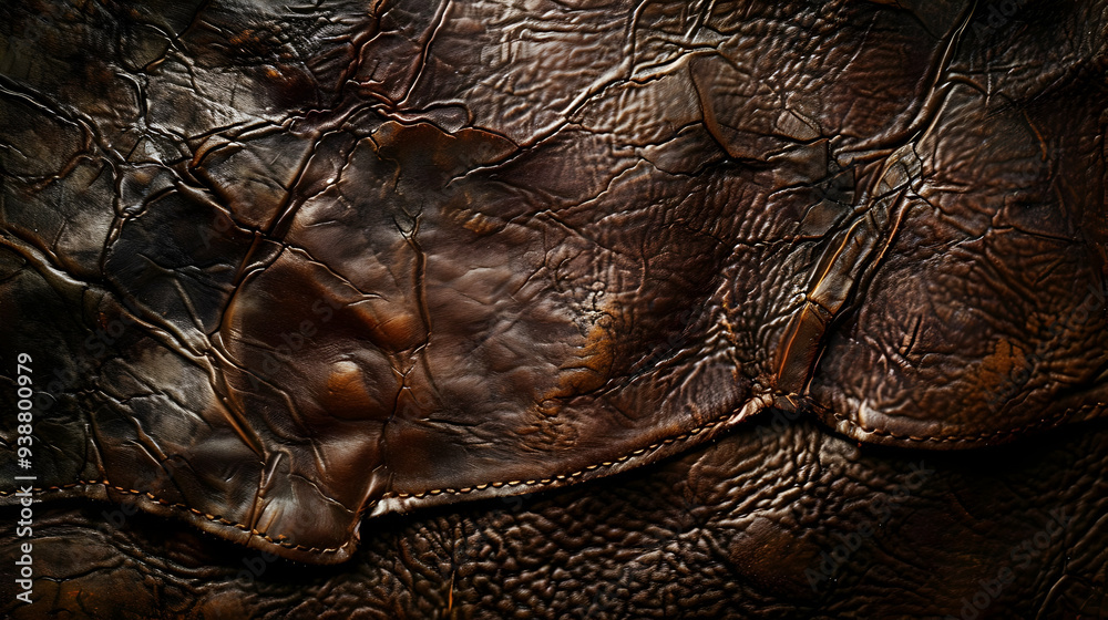 Distressed Brown Leather Texture Background with Stitching Distressed Brown Leather Texture Background with Stitching
