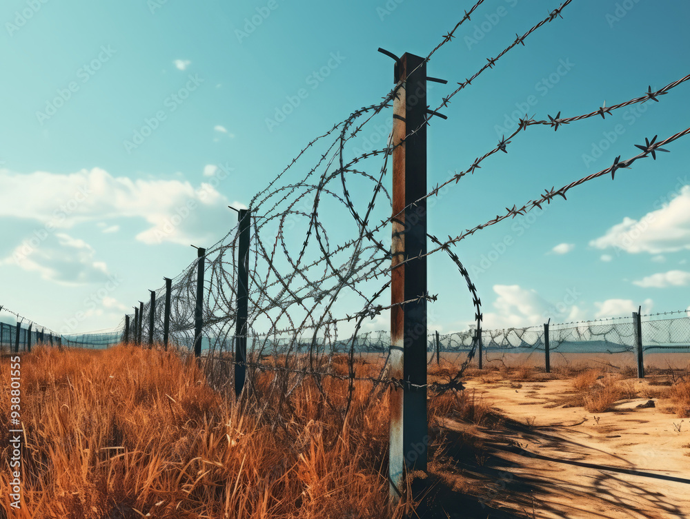 Fototapeta premium Luxurious Fence at the Mexican-American border in Texas