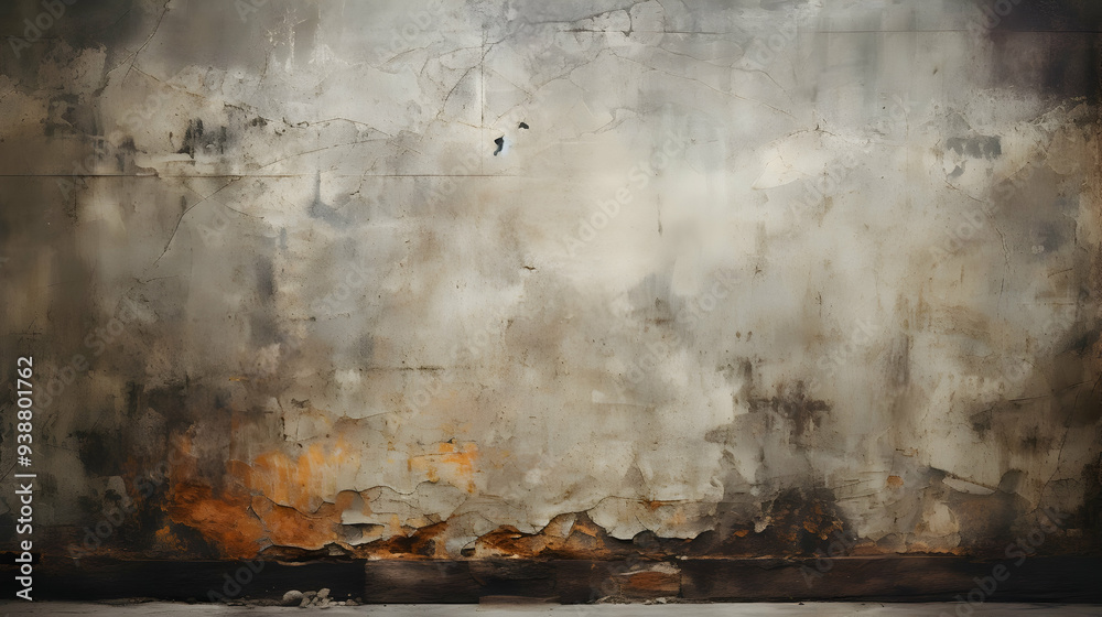 Distressed Concrete Wall Background with Peeling Paint and Cracks Distressed Concrete Wall Background with Peeling Paint and Cracks