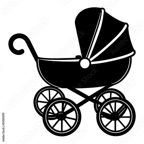 baby carriage silhouette vector illustration.
