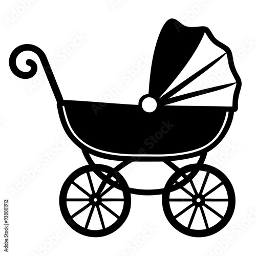 baby carriage silhouette vector illustration.