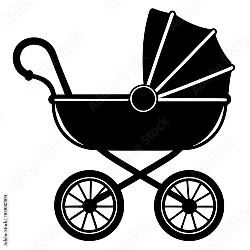 baby carriage silhouette vector illustration.