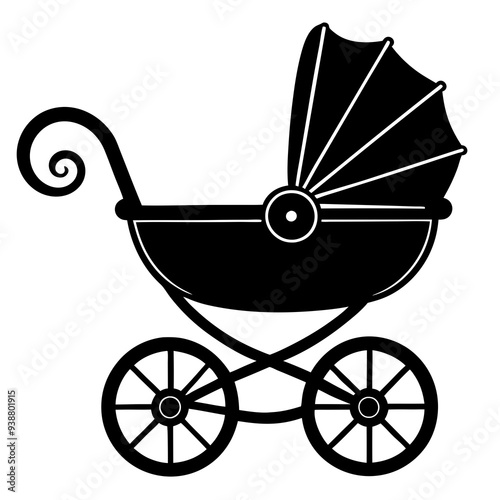 baby carriage silhouette vector illustration.