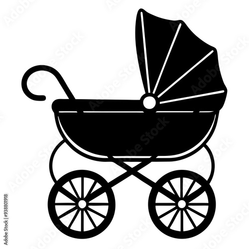 baby carriage silhouette vector illustration.