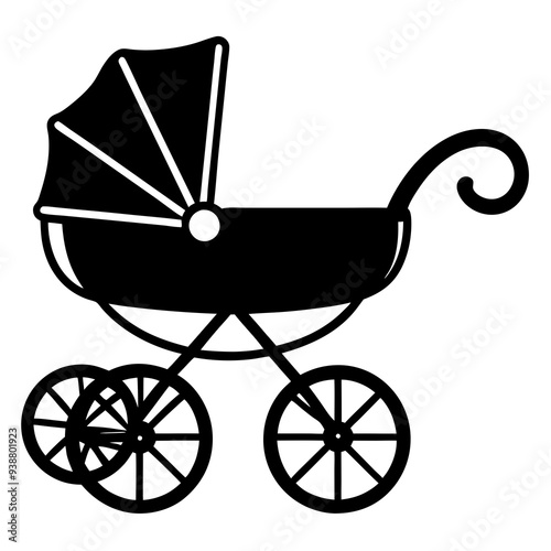 baby carriage silhouette vector illustration.