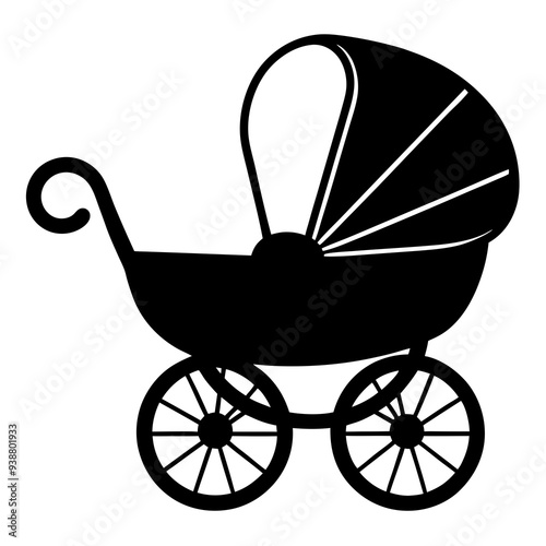 baby carriage silhouette vector illustration.