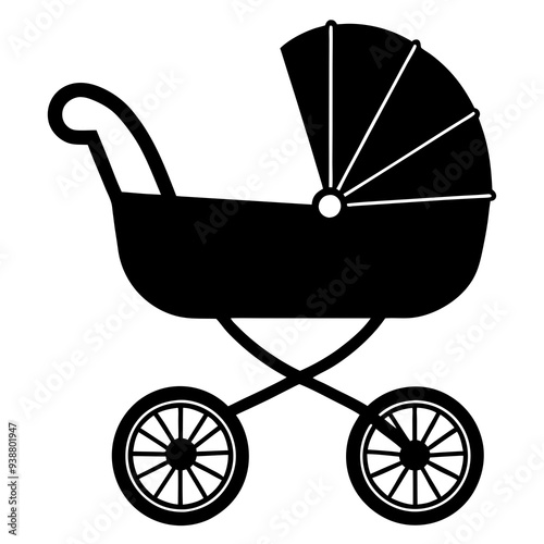 baby carriage silhouette vector illustration.