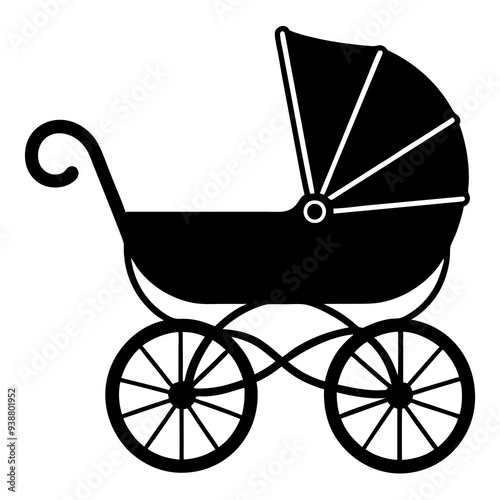 baby carriage silhouette vector illustration.