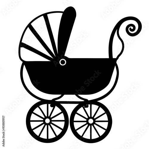 baby carriage silhouette vector illustration.