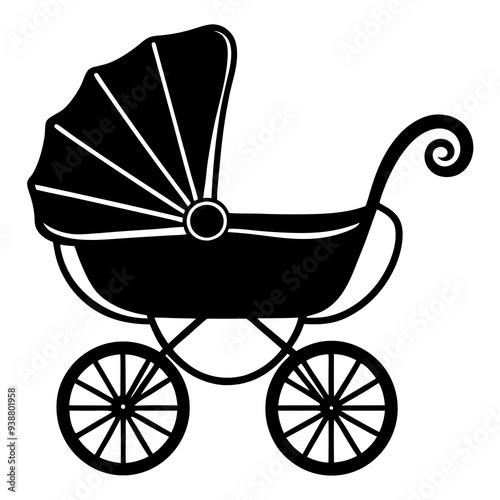 baby carriage silhouette vector illustration.