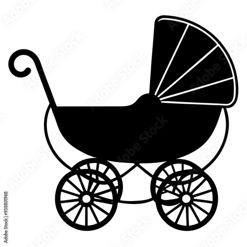baby carriage silhouette vector illustration.