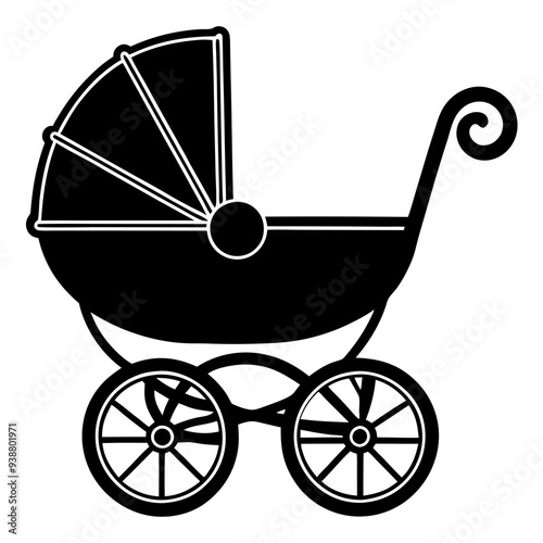 baby carriage silhouette vector illustration.