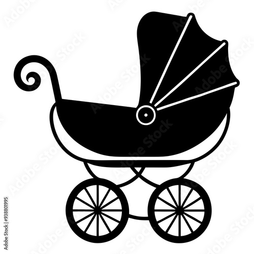 baby carriage silhouette vector illustration.