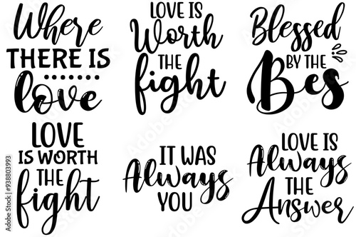 Simple Wedding Calligraphy, Inscriptions Pack Vector Illustration for Poster, Greeting Card, Bookmark