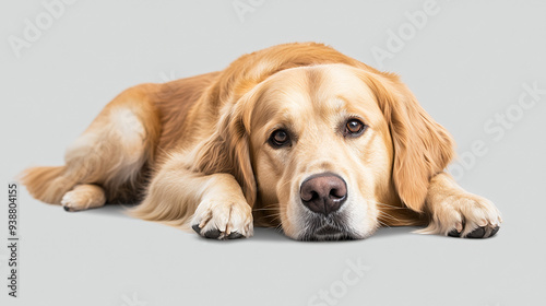 Portrait of Retriever dog which look sad