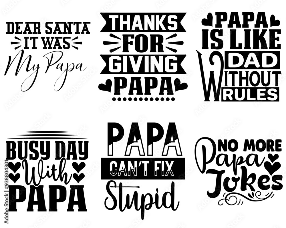Creative Papa Invitation, Phrases Set Vector Illustration for Stationery, Icon, Sticker Creative Papa Invitation, Phrases Set Vector Illustration for Stationery, Icon, Sticker