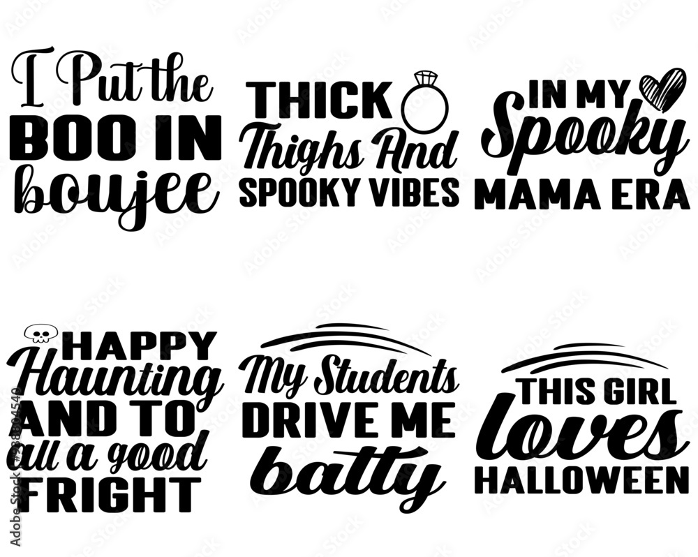 Simple Halloween Inscriptions, Typographic Emblems Set Vector Illustration for Advertisement, Announcement, Wrapping Paper Simple Halloween Inscriptions, Typographic Emblems Set Vector Illustration for Advertisement, Announcement, Wrapping Paper