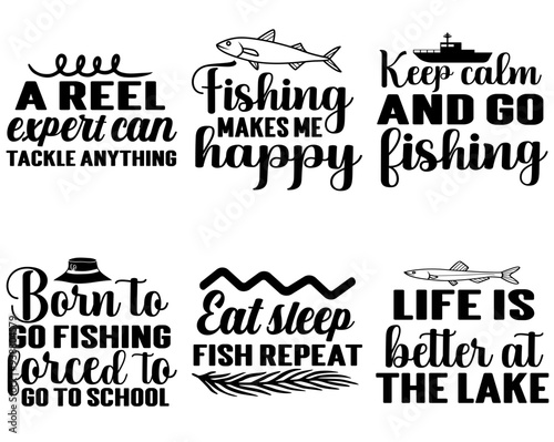 Creative Fishing Quotes, Calligraphy Pack Vector Illustration for Presentation, Stationery, Newsletter