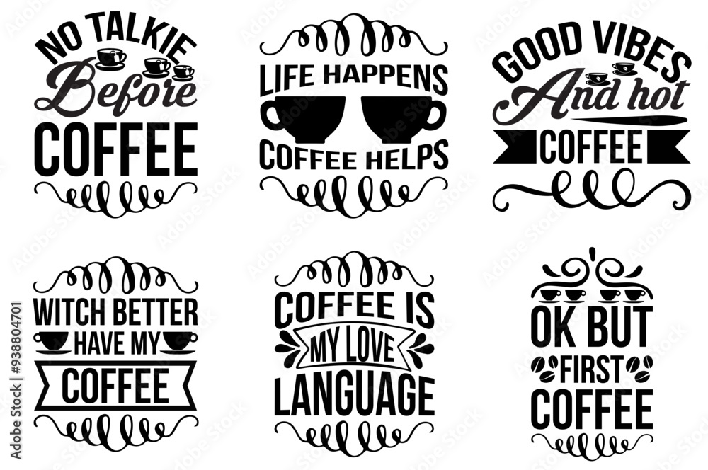 Fototapeta premium Minimal Coffee Labels And Badges, Phrases Pack Vector Illustration for Label, Gift Card, Decal
