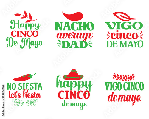 Minimalist Cinco De Mayo Calligraphic Lettering, Invitation Pack Vector Illustration for Postcard, Logo, Poster