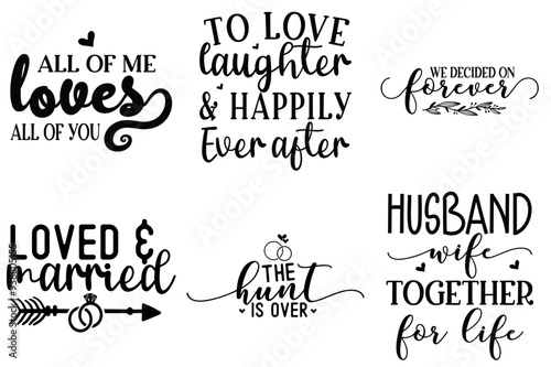 Simple Wedding Invitation, Quotes Bundle Vector Illustration for Announcement, Sticker, Vouchers