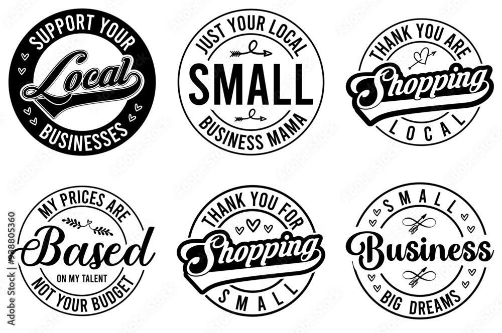 Fototapeta premium Decorative Small Business Invitation, Calligraphy Pack Vector Illustration for Printable, Logo, Label