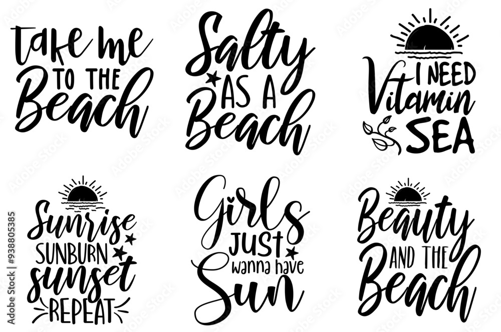 Modern Summer Calligraphic Lettering, Trendy Retro Style Illustration Set Vector Illustration for Newsletter, Brochure, Infographic Modern Summer Calligraphic Lettering, Trendy Retro Style Illustration Set Vector Illustration for Newsletter, Brochure, Infographic