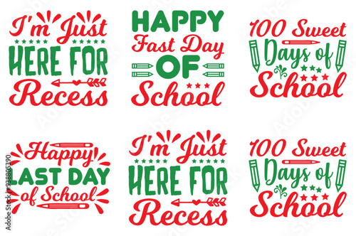 Colourful School Calligraphy, Inscriptions Set Vector Illustration for Magazine, Banner, Advertisement