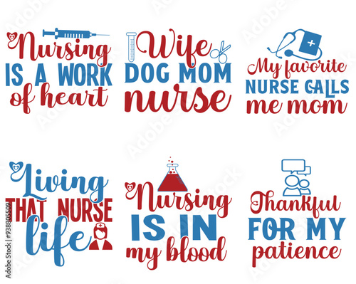 Classic Nurse Labels And Badges, Invitation Pack Vector Illustration for Gift Card, Greeting Card, Packaging