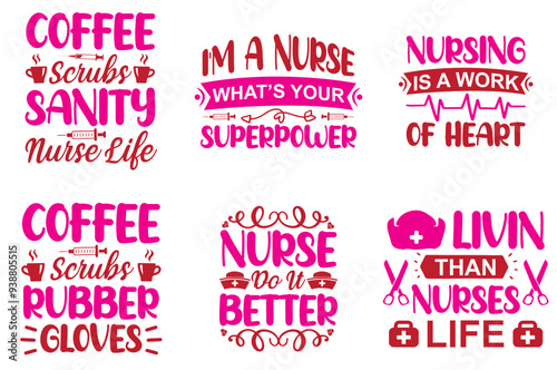 Creative Nurse Labels And Badges, Invitation Bundle Vector Illustration for Greeting Card, Postcard, Logo