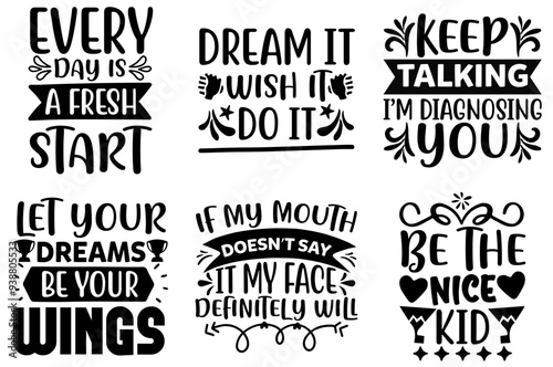 Classic Motivational Typographic Emblems, Calligraphic Lettering Bundle Vector Illustration for Greeting Card, Social Media Post, Advertisement