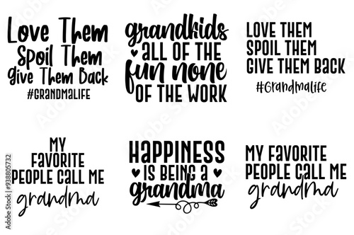 Simple Grandma Trendy Retro Style Illustration, Calligraphy Pack Vector Illustration for Printing Press, Book Cover, T-Shirt Design