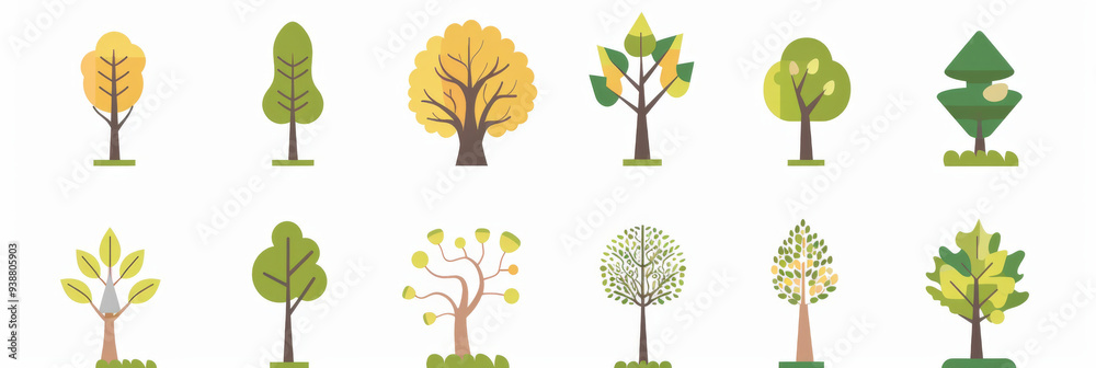 A collection of trees in various sizes and shapes A collection of trees in various sizes and shapes