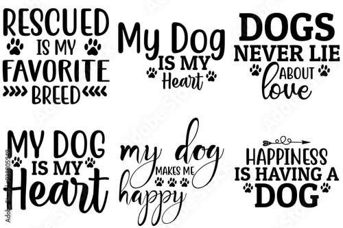 Colourful Dog Hand Lettering, Calligraphy Bundle Vector Illustration for Greeting Card, Motion Graphics, Stationery
