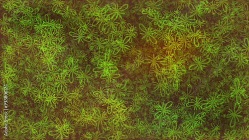 swarm midges flying in the air, hand-drawn, green web  vector background