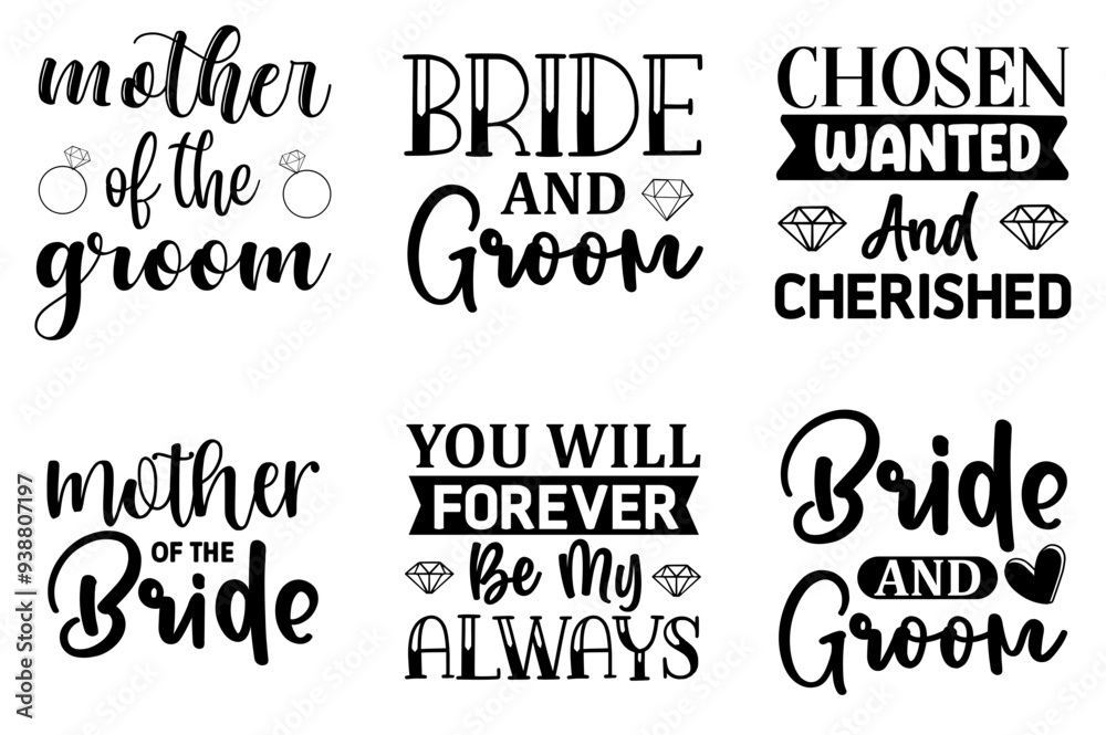 Fototapeta premium Classic Wedding Typography, Invitation Pack Vector Illustration for Icon, Label, Newsletter