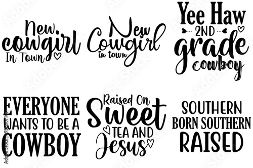 Decorative Western Typographic Emblems, Inscriptions Set Vector Illustration for Newsletter, Decal, Packaging